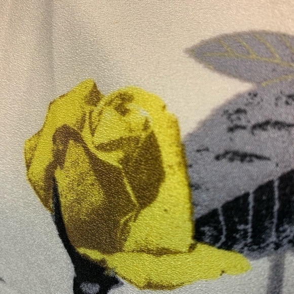 Gabby Skye Fit-N-Flare Midi Dress Off White Floral Yellow Roses 50's Style Gown - Picture 6 of 12